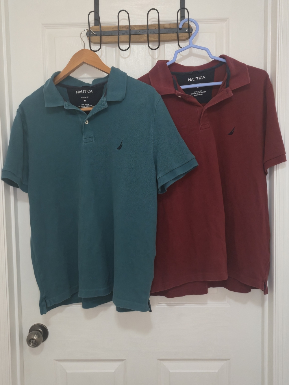 Nautica Men’s Teal and Burgundy Polo Duo